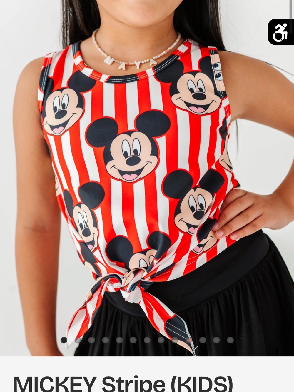 Disney Kids' Red Stripe Mickey Tie-Front Tank Top